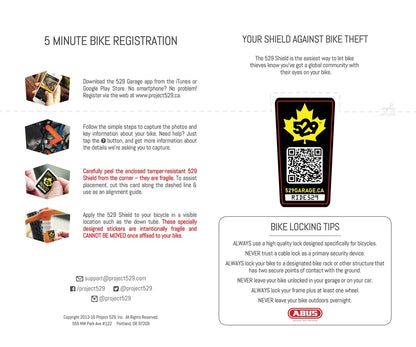 529 Shield (529 Garage Bicycle Registration Kit - Canadian Edition)